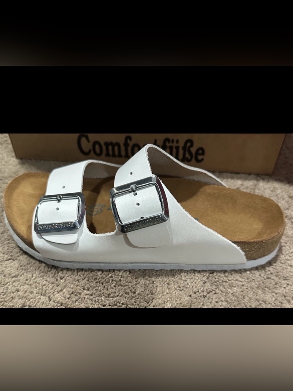 Comfortfusse Womens Bali Slide Sandals White Nubuck Size 37 EU / 6 US